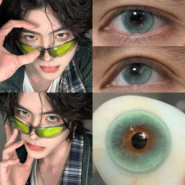 New 1 Pair Korean Lenses Colored Contact Lenses for Eyes with Diopters 0~-8.00 Blue Cartoon Pupils Soft Fashion Lenses